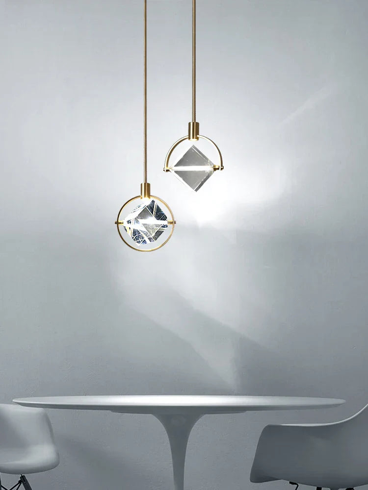 Maison Ornate Nordic postmodern crystal chandeliers with geometric glass and gold accents, elegant and luxurious.