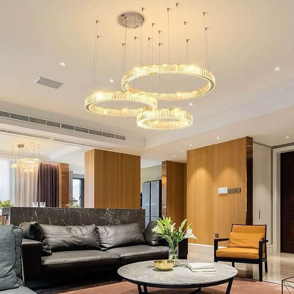 Modern Steel Crystal Dining Room Chandelier