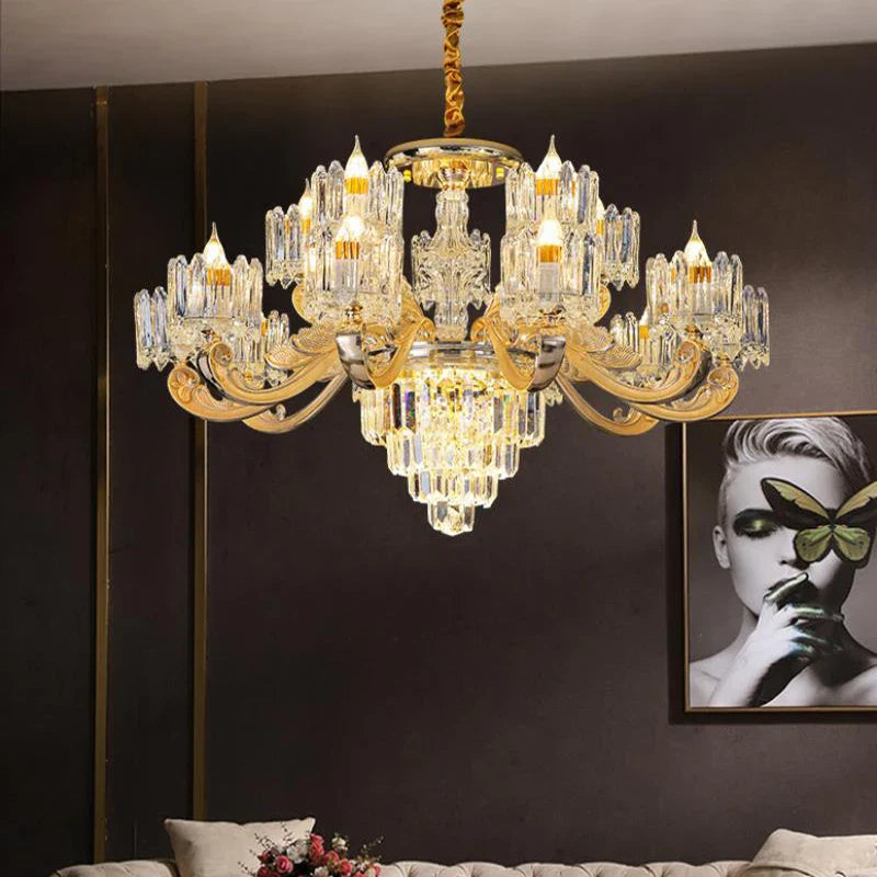 Baroque Crystal Chandelier with Detailed Interior