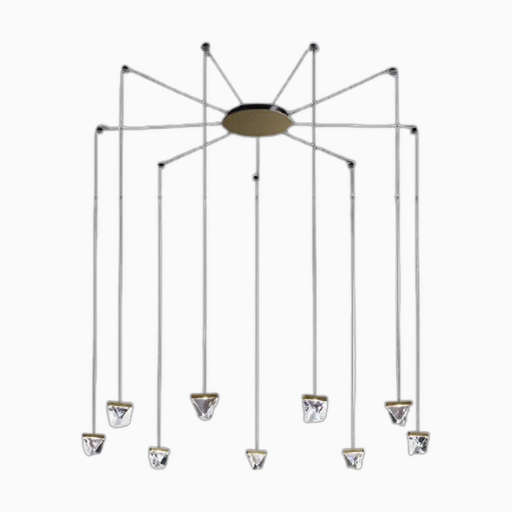 Modern Crystal Spider Chandelier with eight metal arms and geometric LED pendants, spider-inspired design.