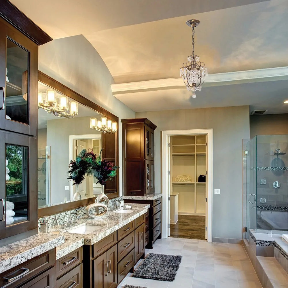 Maison Ornate Modern Crystal Chandelier with tassels, elegant design, perfect for upscale bathrooms.