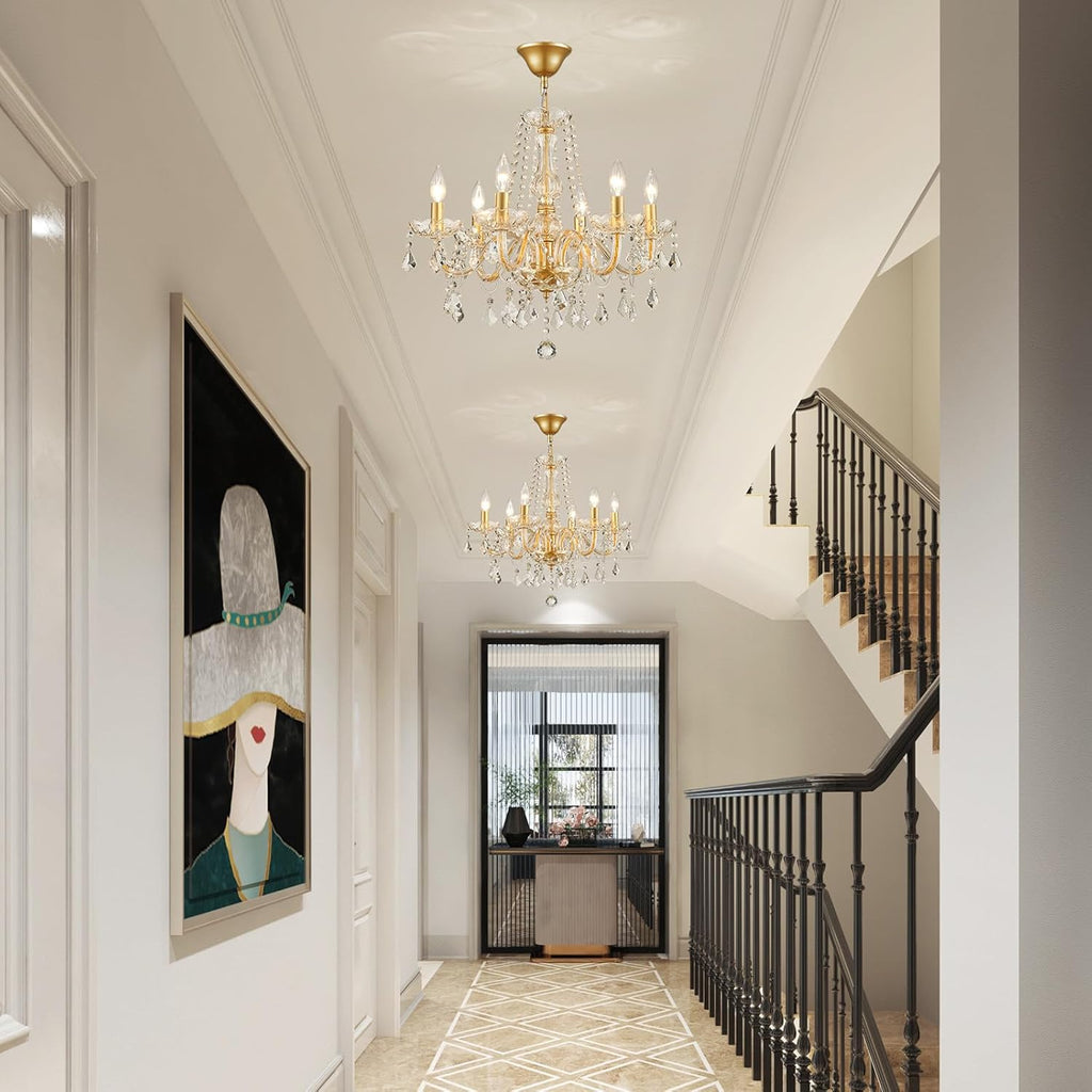 Baroque Crystal Chandelier with Gold Modern Design by Maison Ornate, elegant lighting centerpiece.