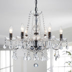 Modern gold Maison Ornate Baroque chandelier with elegant crystals and six clear bulbs, sparkling design.