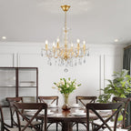 Maison Ornate’s Baroque Crystal Chandelier features gold modern accents and ornate crystal detailing.