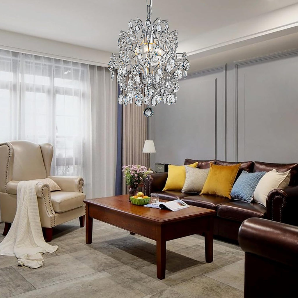 Maison Ornate’s Modern Crystal Ball Chandelier featuring sparkling beads and diamond accents suspended elegantly.