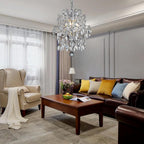 Maison Ornate’s Modern Crystal Ball Chandelier featuring sparkling beads and diamond accents suspended elegantly.