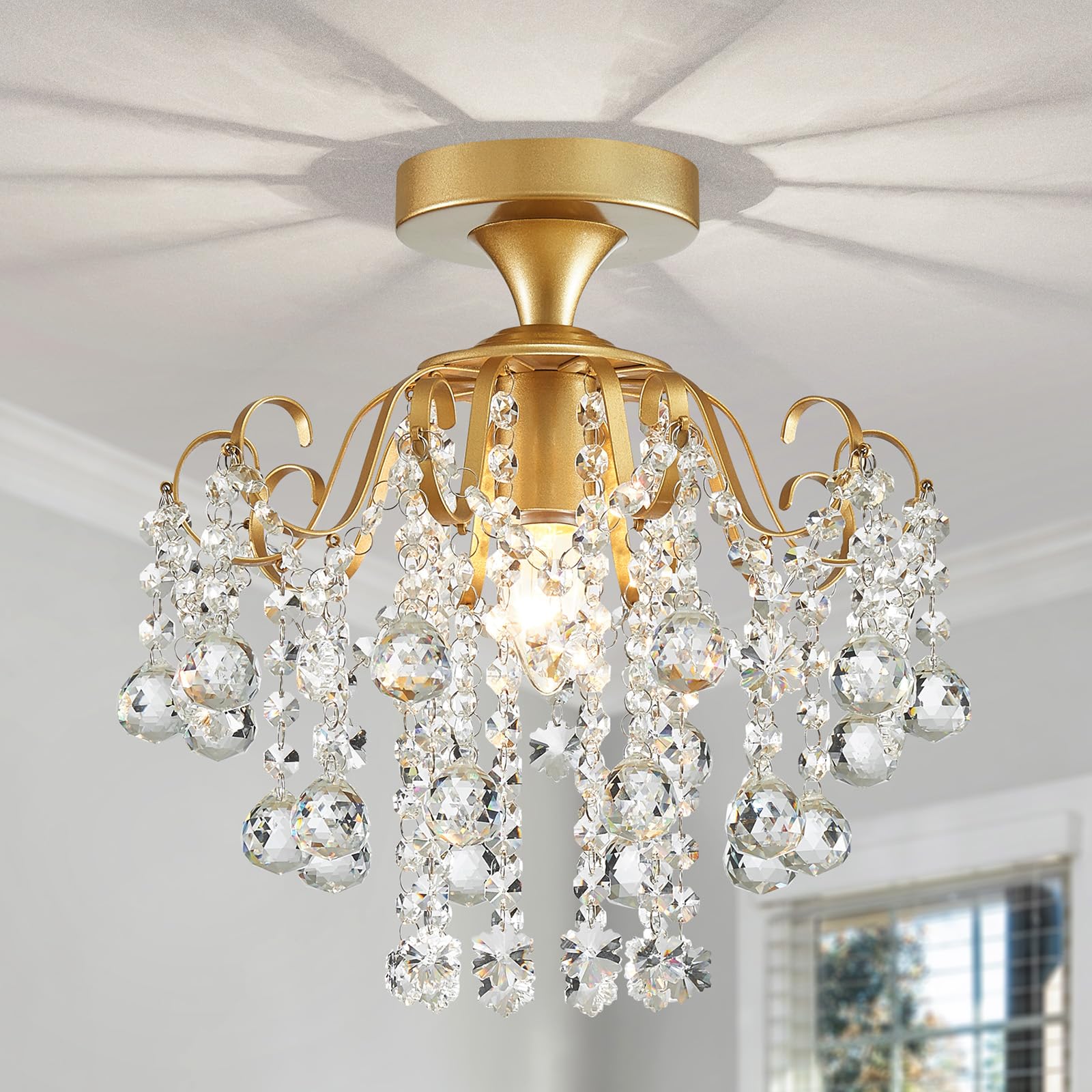Maison Ornate Modern Alloy Steel Chandelier with crystal beads, pendants, and E14 bulbs.