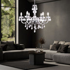 Maison Ornate Modern Crystal LED Chrome Adjustable Pendant Light with intricate crystal detailing and chrome finish.