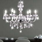 The Maison Ornate Modern Crystal LED Chrome Adjustable Pendant Light with cascading crystal spheres.
