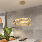 Maison Ornate Modern Elegant Crystal Suspension Chandelier with integrated LED, featuring sparkling crystal accents.