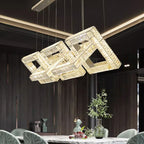 Maison Ornate Gold Crystal Pendant Light with modern square shape and integrated LED illumination.