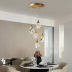 Lustre en cristal de diamant de luxe escalier grand salon