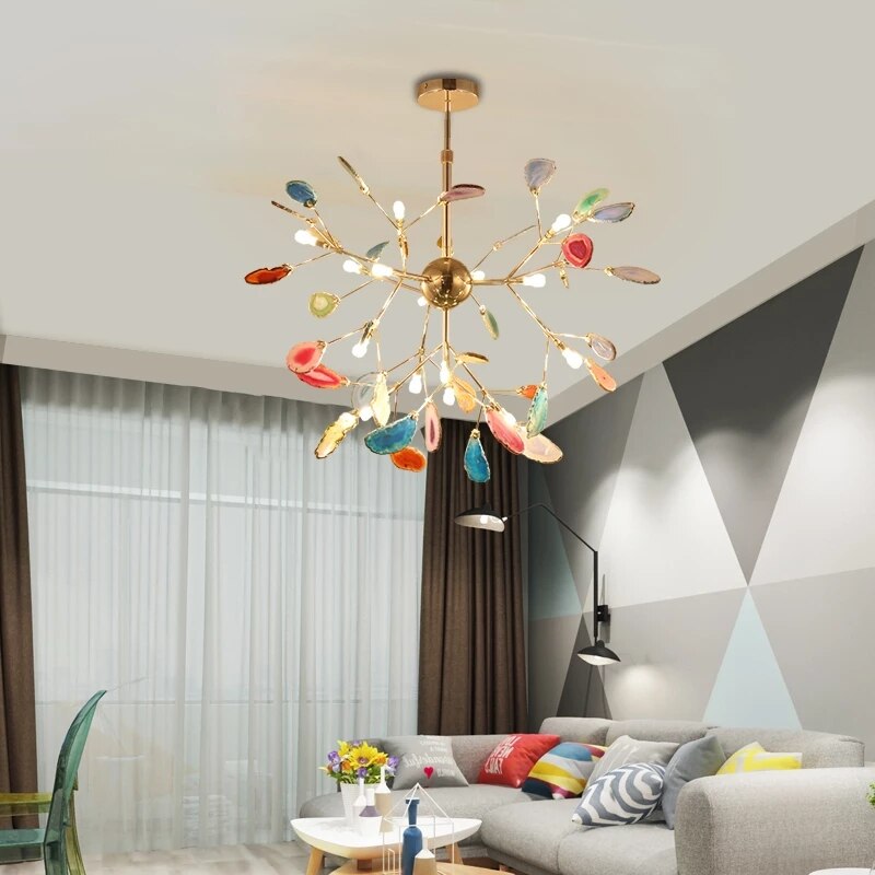 Maison Ornate Colorful Flower-Shaped Modern Crystal LED Chandelier with intricate floral design and vibrant colors.