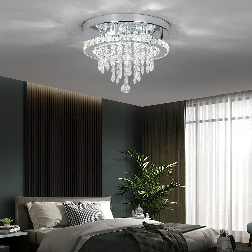 Maison Ornate Unique Shape Modern Crystal LED Pendant Light with sparkling crystals and sleek, contemporary design.