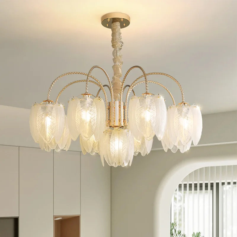 Lustre moderne luxe cristal plume Style lustres chambre lampe à LED salon salle à manger intérieur décor à la maison suspension éclairage