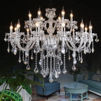 Maison Ornate European Crystal Chandelier features elegant tassels and sparkling crystals for classic sophistication.