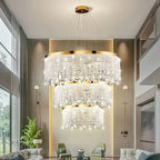 Maison Ornate Modern Crystal Chandelier with Gold Round Pendants, elegant statement lighting fixture.