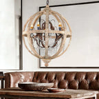 The Maison Ornate Art Deco Crystal Chandelier features solid wood suspension and sparkling crystals.