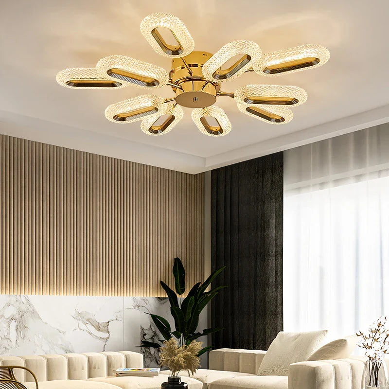 Maison Ornate Post-Modern LED Crystal Floral Art Deco Chandelier, elegant crystal fixture, floral-inspired modern design.