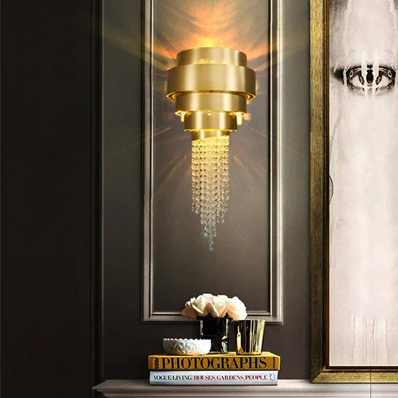 Maison Ornate Modern Elegant Crystal Gold Chandelier featuring intricate detailing and radiant crystal accents.