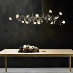 Maison Ornate Postmodern Nordic Crystal Dining Room Chandelier LED G4 with glowing floral crystal lights.