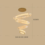 Four-ring modern crystal chandelier with dimmable LEDs, varied diameters, and sleek contemporary design.
