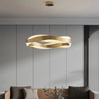 Maison Ornate Golden Crystal Chandelier with Modern LED Rings, featuring elegant gold and crystal detailing.
