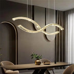 Maison Ornate Minimalist Crystal Glass Chandelier featuring elegant LED lighting in a modern, sophisticated design.