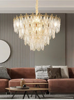 The Maison Ornate Retro Leaf Crystal Art Deco LED Chandelier with decorative leaf-shaped crystal glass design.