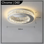 Maison Ornate Golden Postmodern Crystal Chandelier with sparkling shades, round design, 60cm diameter, 11cm high.