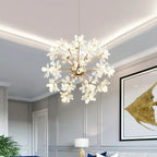 Maison Ornate Luxury Industrial chandelier with gold branches and crystal dandelions, stylish round LED design.