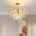Maison Ornate Crystal Ball Chandelier with gold metal, flower accents, and decorative glass details.