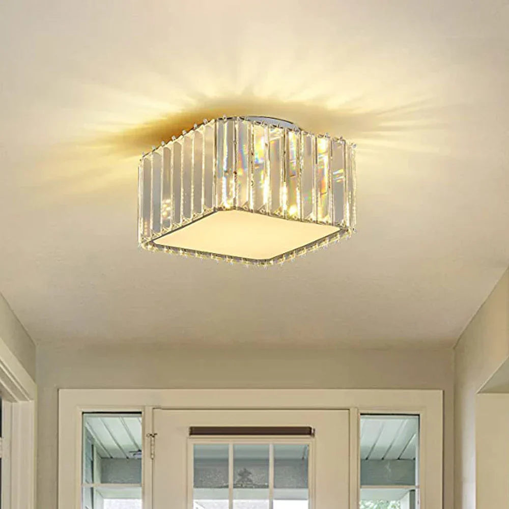 Maison Ornate Modern Crystal Hallway Chandelier features LED lighting and elegant, warm crystal glow.