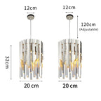 Ornate round gold crystal chandeliers with LED lights, adjustable cords, and bright modern design.