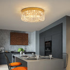 Maison Ornate Modern Gold Crystal Bedroom Chandelier with Integrated LED, elegant and radiant centerpiece.