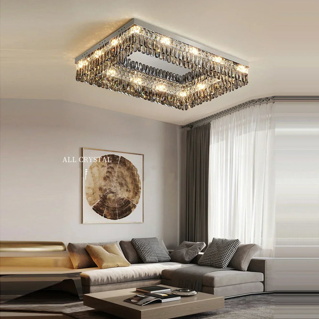 Maison Ornate Elegant Modern Crystal Bedroom Chandelier with LED, featuring intricate crystal accents and sleek modern design.