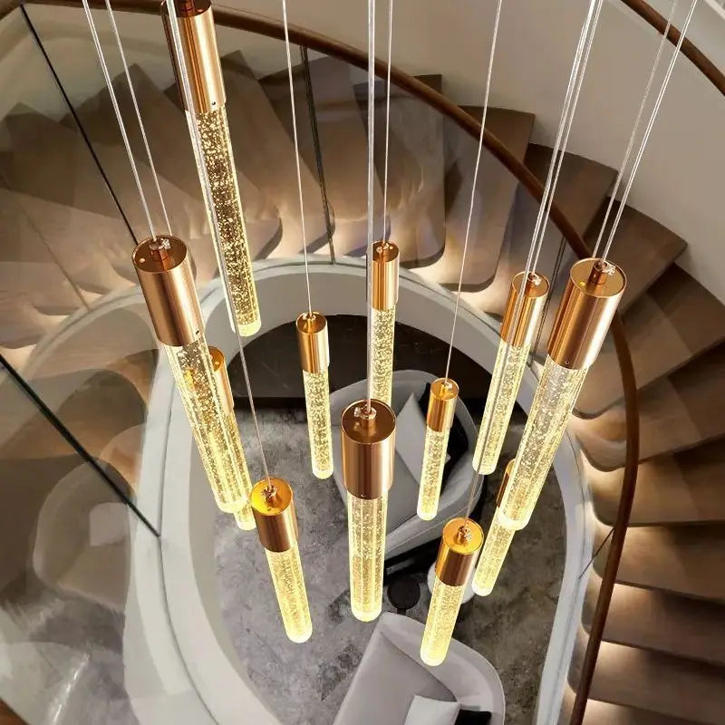 Elegant Cylindrical Crystal Hanging Light