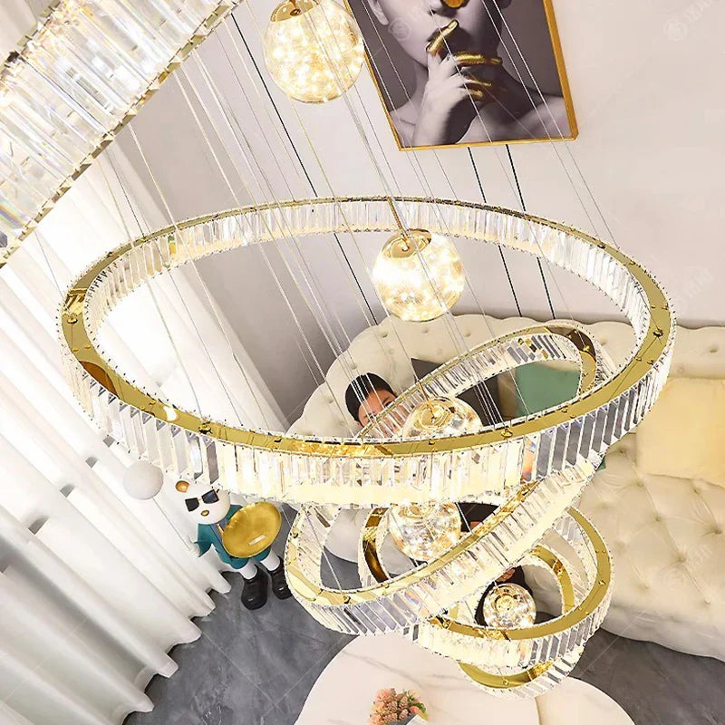 The Maison Ornate Crystal Chandelier with Smart Rings, dimmable and elegant, offers customizable lighting.