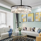 Maison Ornate Modern Crystal Chandelier in an elegant geometric shape suspended from ceiling.