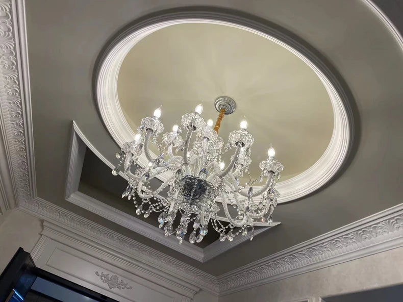 Grand lustre en cristal élégant pour salon et salle à manger