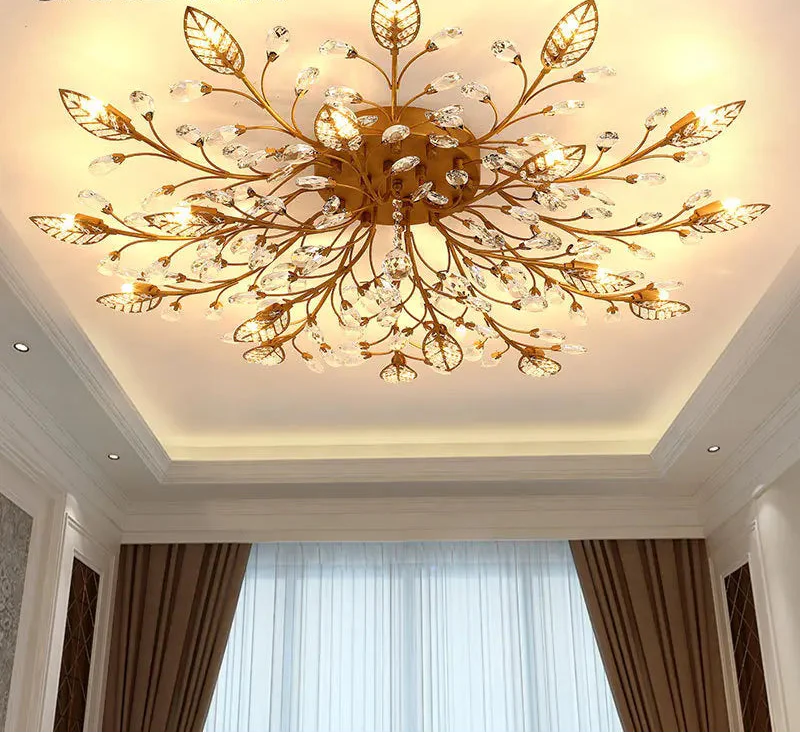 Art Deco LED Iron Crystal Branch Chandelier