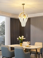Maison Ornate Modern Nordic Crystal Chandelier with LED tassels, sleek crystal design, elegant lighting.