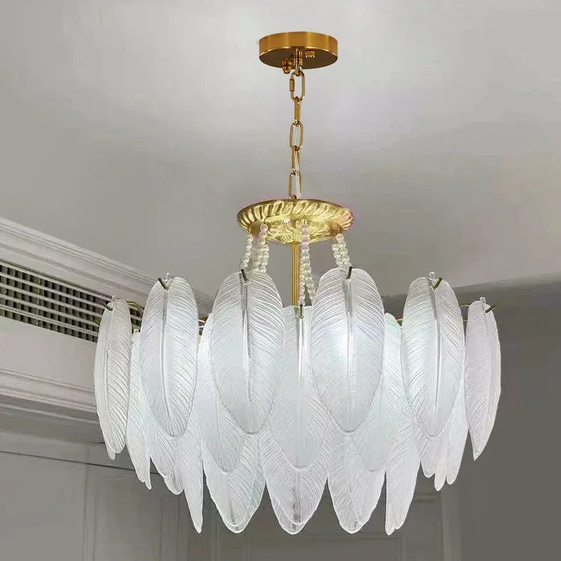 Maison Ornate Modern Chandelier with crystal, vintage tassels, and feather accents for elegant style.
