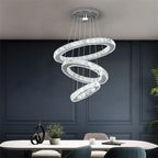 Maison Ornate Luxury Crystal Pendant Light with three illuminated rings, modern chandelier design.