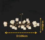 Maison Ornate crystal chandelier with black-gold branches, LED lighting, adjustable shape, 106x48 cm.