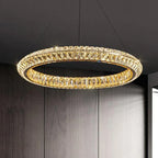 The Maison Ornate Modern Spiral Crystal Chandelier features LED lighting and cascading crystal elements.