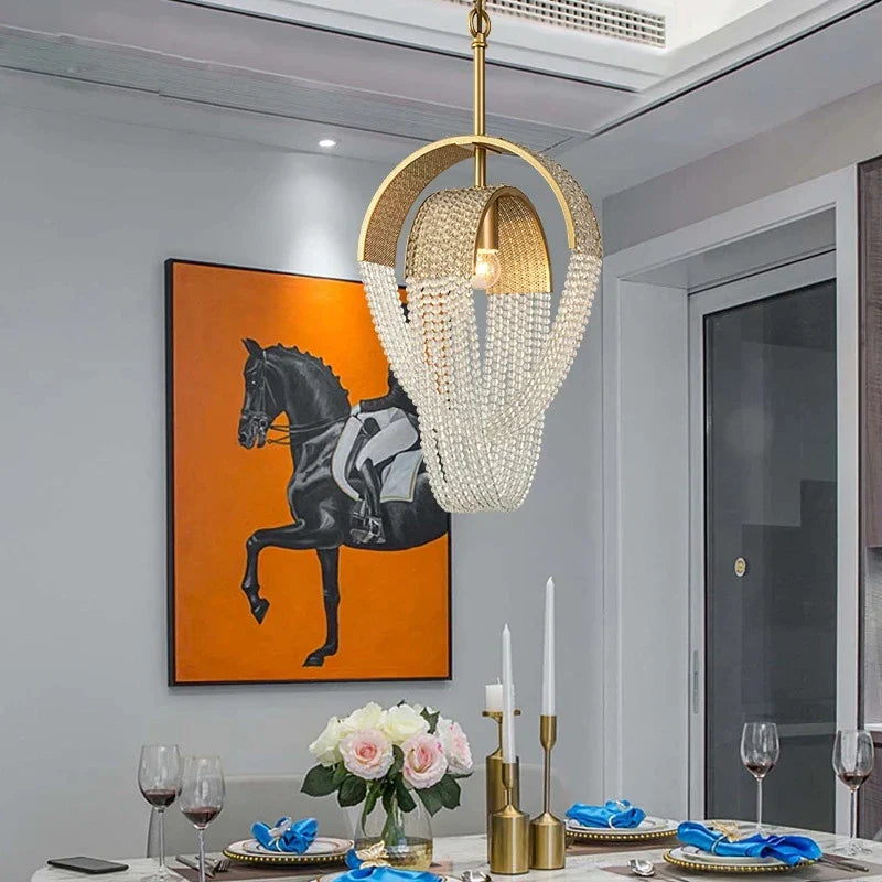 Maison Ornate Original Crystal Dining Room Chandelier with fine crystal details and elegant design.