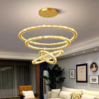 Maison Ornate Modern LED Crystal Hanging Light, elegant chandelier with contemporary crystal and LED detailing.