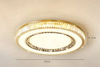 Circular gold-accented chandelier with crystal detailing, LED lights, 80 cm diameter, 8.5 cm height.