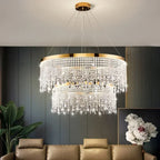 Maison Ornate Modern Crystal Chandelier with nickel frame and elegant pendants showcased in detail.